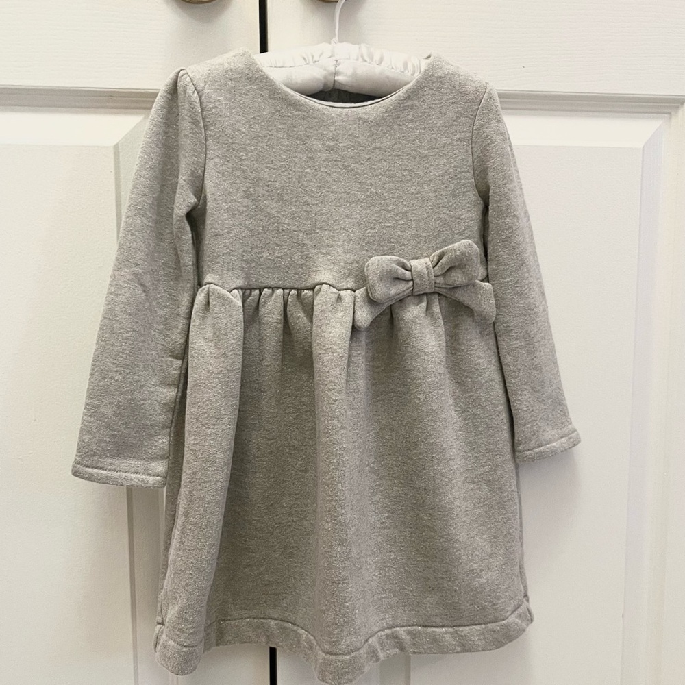 babyGap Fleece Dress Fit & Flare Grey Shimmer Size 4